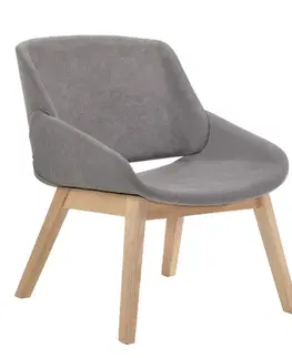 Estila Designové skandinávské křeslo Nordica Clara s šedým čalouněním se světle hnědými masivními nožičkami dub 69cm
