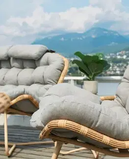 Zahradní sedací souprava 4 ks umělý ratan / látka / sklo