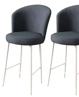 Bar Stool Set (2 Pieces) Fora - Anthracite, White