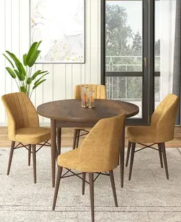Dining Table & Chairs Set (5 Pieces) Rox - Baroque, Cappuccino