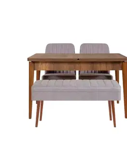 Jídelní set s rozkládacím stolem a židlemi (4 kusy) Vina 0701 - 3 - Walnut, Grey