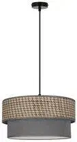 Závěsná lampa Karrara černá 1x60W E27 stínidlo šedé béžovo-šedé