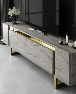 Televizní stolek Yildiz Travertine and Gold