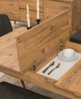 Jídelní set s rozkládacím stolem a židlemi (6 kusů) Vina - Atlantic Pine, Anthracite