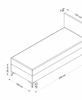 Rám jednolůžkové postele s čelem Abella 100 x 200 - Grey