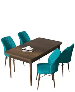 Dining Table & Chairs Set (5 Pieces) Arp - Baroque, Turquoise