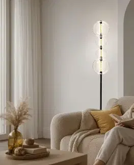 PLAYA lampa podłogowa czarny 15W LED 3000K klosz kula bezbarwny