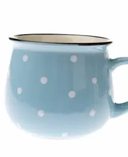 Keramický hrnek s puntíky 770 ml, sv. modrá