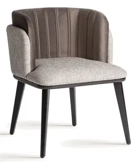 Estila Luxusní moderní art deco čalouněné sametové křeslo Morisa v oblém tvaru šedé a hnědé barvě 79 cm