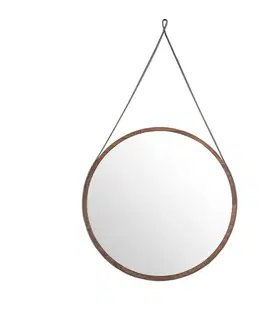 Estila Moderní nástěnné zrcadlo Vita Naturale ze dřeva kulaté hnědé 75cm