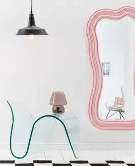 Estila Asymetrické art deco designové zrcadlo Swan s polyuretanovým rámem v pastelové růžové barvě s kaskádovým efektem 100cm