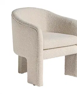 Estila Buklé luxusní křeslo Aurelia bílé s čalouněním z bavlny a atypickou zadní nohou 76cm