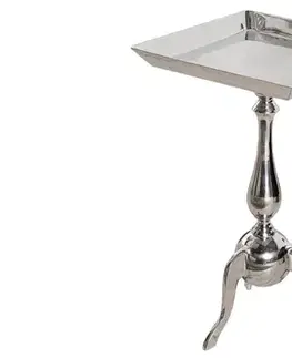 Estila Designový glamour čtvercový příruční stolek Jardin s elegantní tvarovanou nohou v lesklém chromovém provedení 55 cm