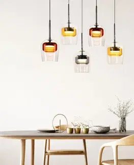 Lampa wisząca Glaxi szklane kolorowe klosze 5xGX53 nad stół do salonu i jadalni