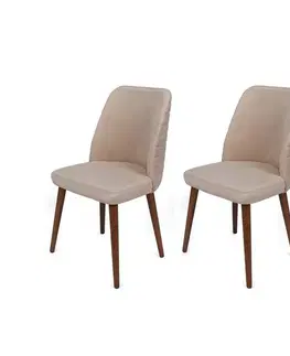 Sada jídelních židlí Tutku Cream and Walnut, 2 ks