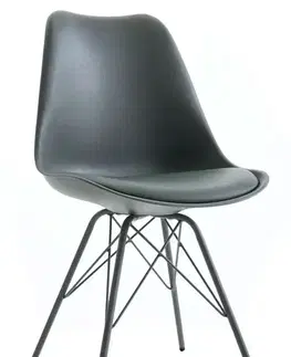 Estila Designová šedá jídelní židle Scandinavia s čalouněním z eko-kůže 85 cm