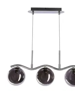 Závěsná lampa LUMOS 3x20W G9 chromované skleněné stínidlo 14 cm grafitové moderní elegantní svítidlo obývací pokoj jídelna kuchyň glamour
