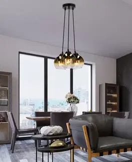 Závěsná lampa Nubia černá 3x60W E27 zlaté stínidlo
