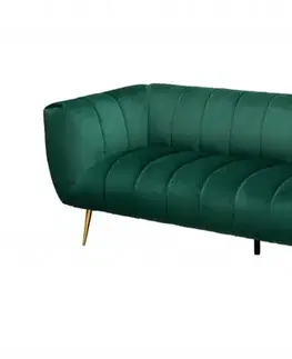 Estila Art-deco sametová sedačka Vermont v zeleném prošívaném potahu 225cm