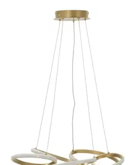 Estila Glamour moderní LED lustr Wera se zlatou kovovou konstrukcí s ohýbaným designem smyček se třemi stupni teploty 120 cm