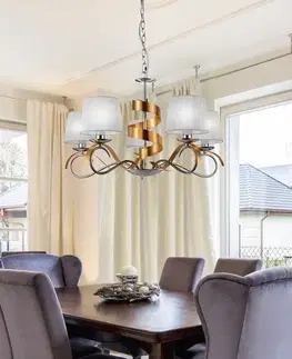 Závěsná lampa chrom/zlatý 5xE14 lustr Denis