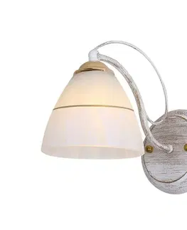 Nástěnná lampa bílo-zlaté rustikální skleněné stínidlo 60W E27 Fanetta