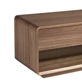 Estila Luxusní moderní TV stolek Vita Naturale v ořechové hnědé barvě se třemi zásuvkami a otevřenou policí 180 cm