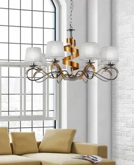 Závěsná lampa lustr chrom/zlatý 8x40W nastavitelná Denis