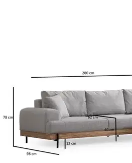 Rohová sedací souprava Eti Oak Right - Grey