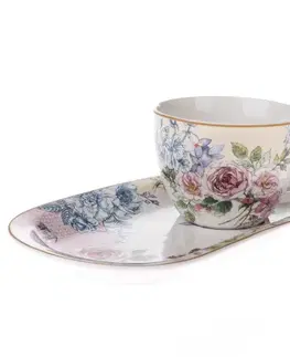 Porcelánový hrnek s podnosem Roses, 445 ml