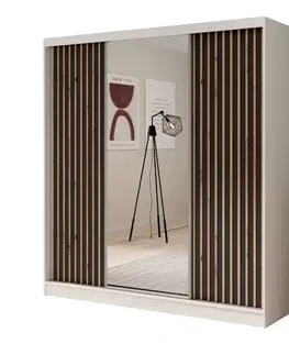 ArtAdrk Šatní skříň IDA | bílá/černá 200 cm