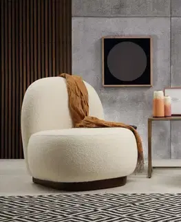 Křeslo ušák Tina - Bouclet White