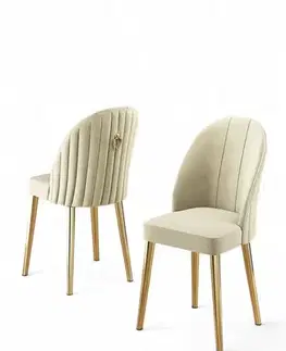 Sada židlí (2 kusy) Mara - Cream, Gold