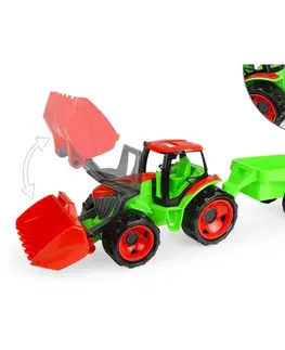 Lena Traktor se lžící Giga Trucks s vlekem plast 62cm v krabici 72x40x28cm 02136