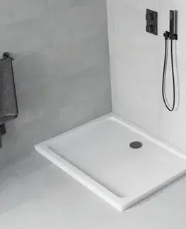 MEXEN/S Flat sprchová vanička obdélníková slim 90 x 70, bílá + černý sifon 40107090B