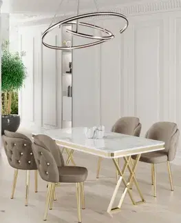 Dining Table & Chairs Set (5 Pieces) Rigel - White, Gold, Cappuccino