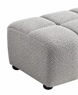 Estila Designová moderní buklé obdélníková taburetka Yang ve světle šedé barvě s hlubokým čtvercovým prošíváním 100 cm