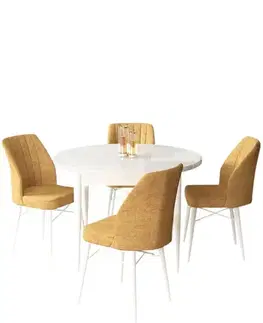 Dining Table & Chairs Set (5 Pieces) Rox - White, Cappuccino