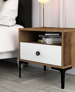 Noční stolek Lizbon 530 - Walnut, White