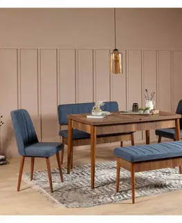 Lavice Vina Dark Blue and Walnut
