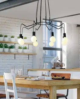 Závěsné stropní svítidlo, matná černá, 8x40W, Basso