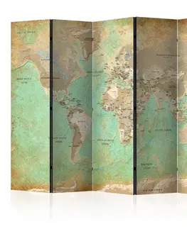 Paraván Turquoise World Map Dekorhome