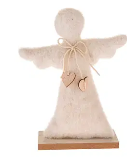 Vánoční dekorace Textilní anděl  25,5 cm, chlupatý fleece