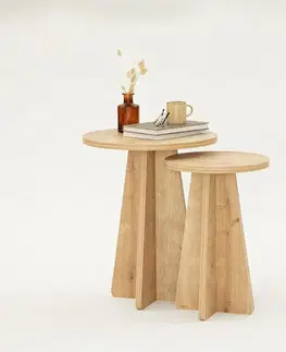 Sada odkládacích stolků Mushroom Sapphire Oak, 2 ks