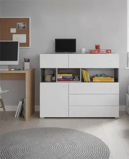 Meblar Komoda SIGMA SI12 Barva: beton/bílá/dub