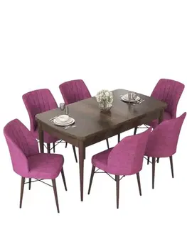 Extendable Dining Table & Chairs Set (7 Pieces) Nef - Baroque, Purple