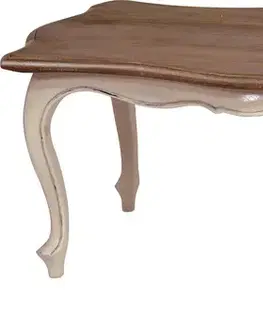 Estila Konferenční stolek Antoinette v luxusním provence stylu s vanilkovým nátěrem na masivním mahagonovém dřevě 115cm
