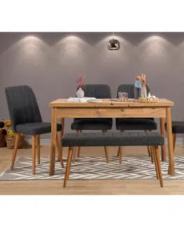 Jídelní set s rozkládacím stolem a židlemi (6 kusů) Santiago Atlantic Anthracite