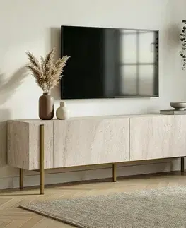 Televizní stolek Glamour - Travertine, Gold, 