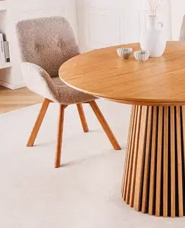 Estila Moderní světle hnědý jídelní stůl Davidson kulatý rozkládací 120-200cm